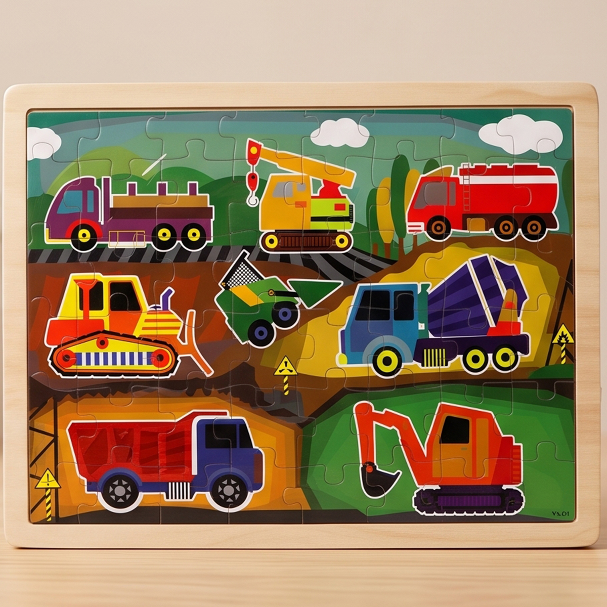 Educational Puzzle Construction Vehicles