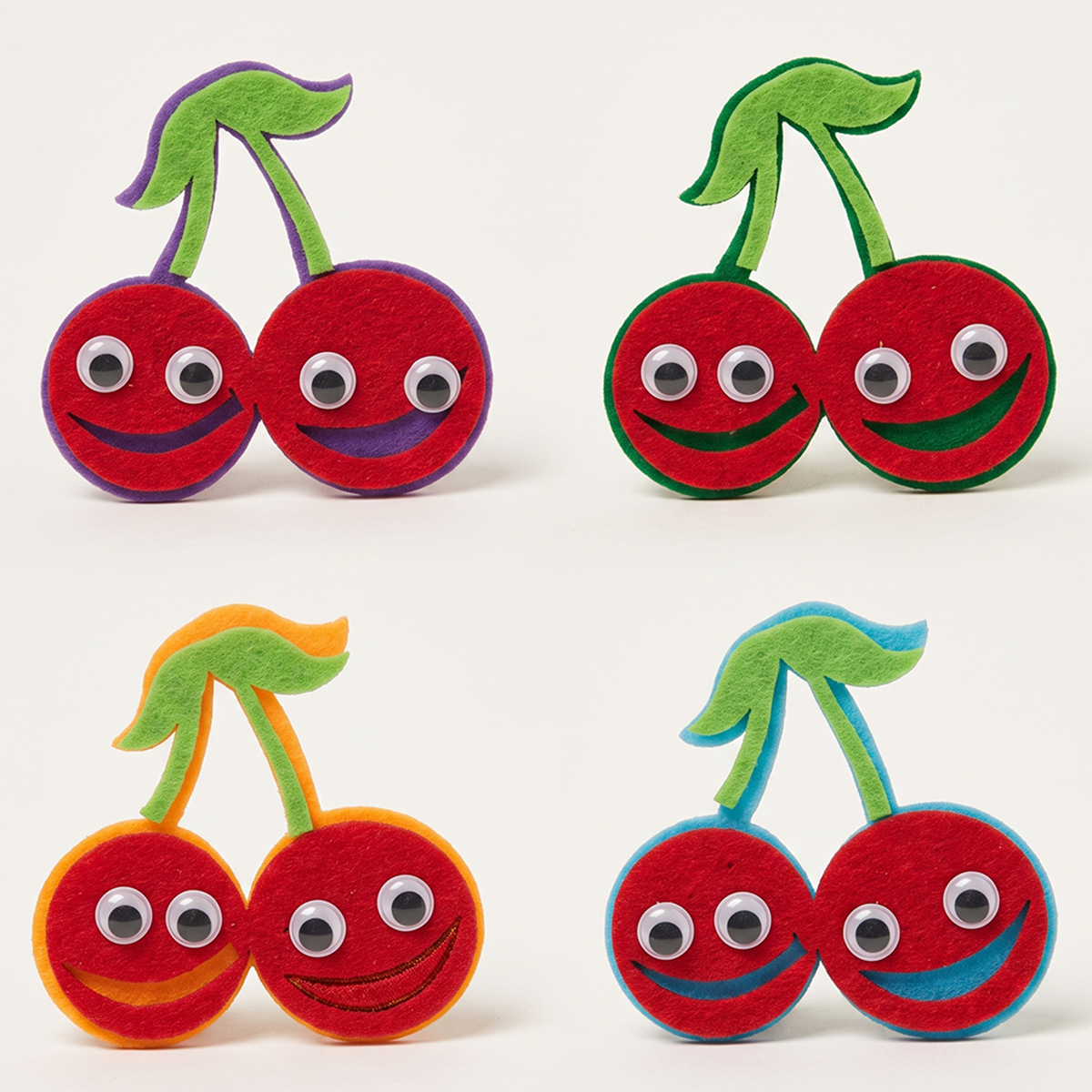 Cherry With Googly Eyes Craft Item Set 4 Pieces