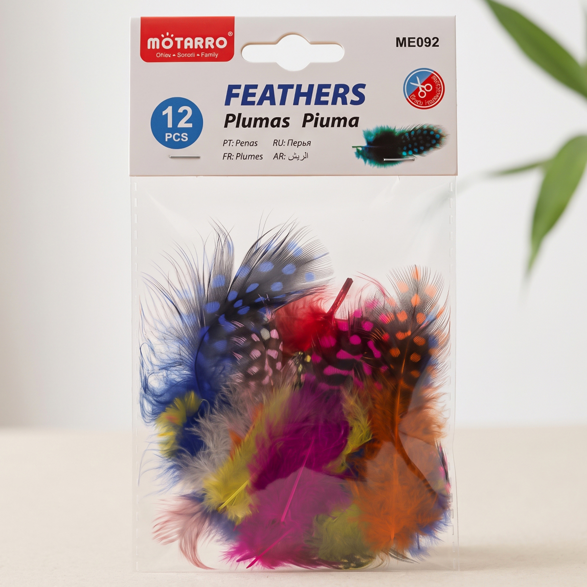 Motarros DIY Colorful Feathers 1 x 12 Pieces Pack