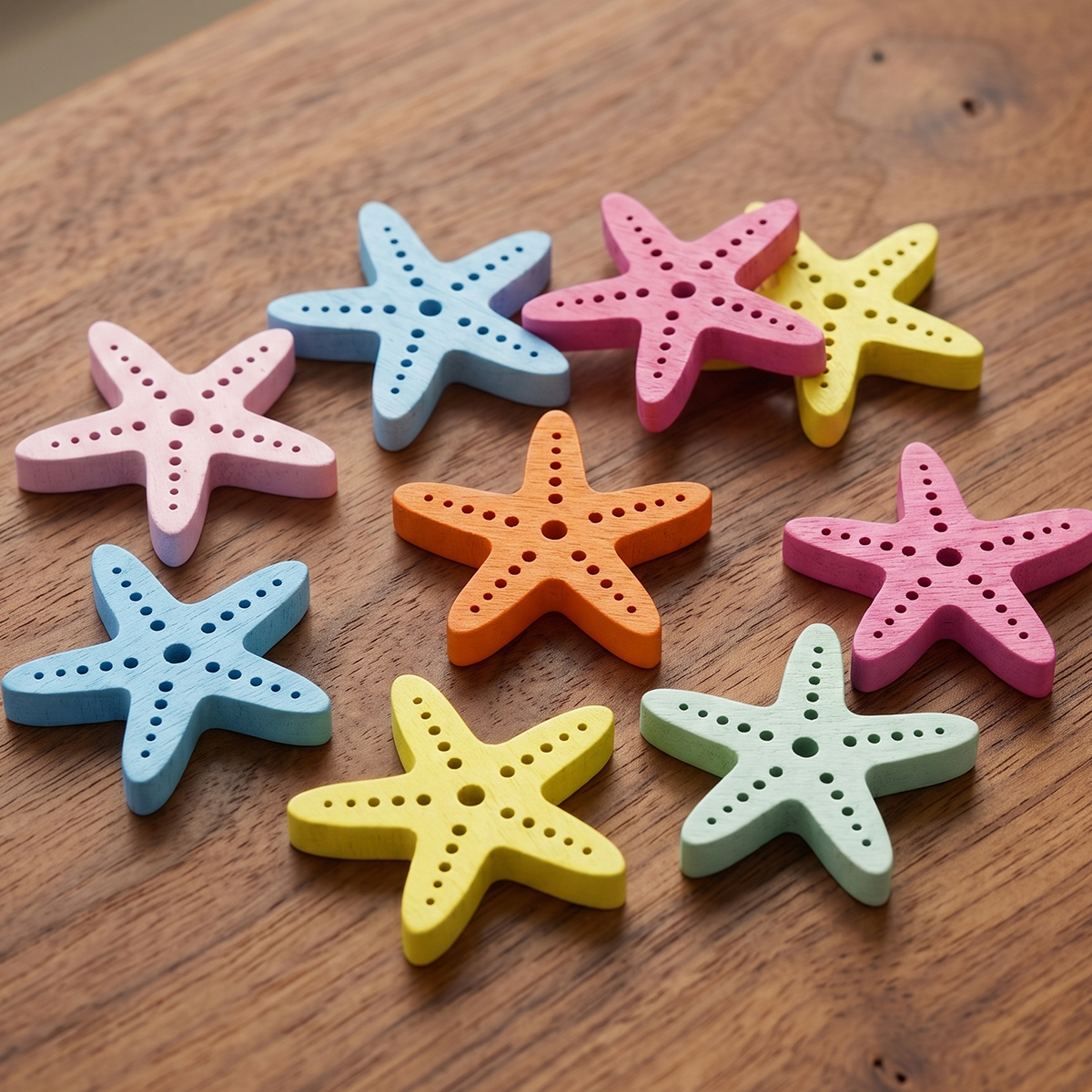 Colorful Wooden Starfish-Shaped Beads Set