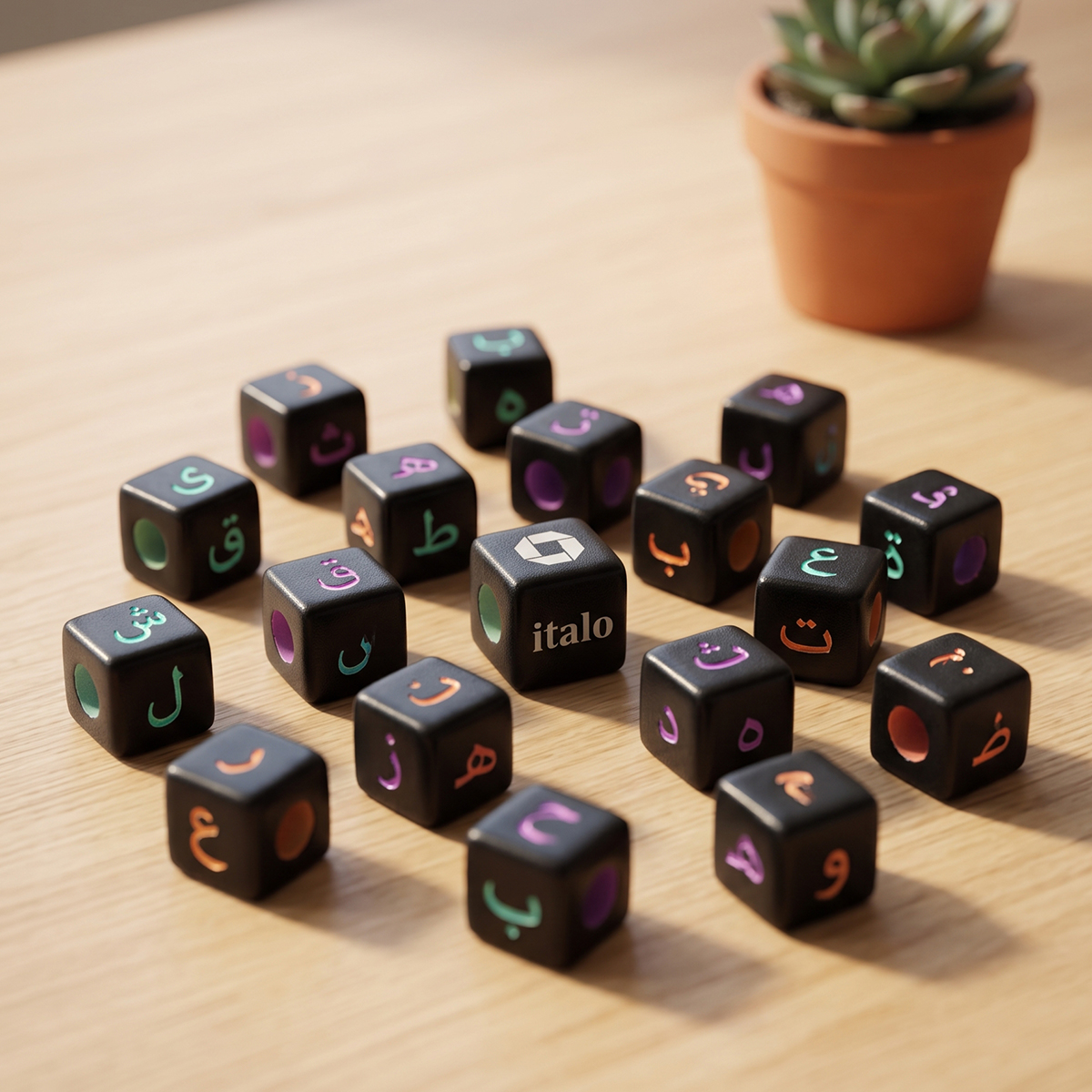 Italo Arabic Alphabet Dice Beads Set