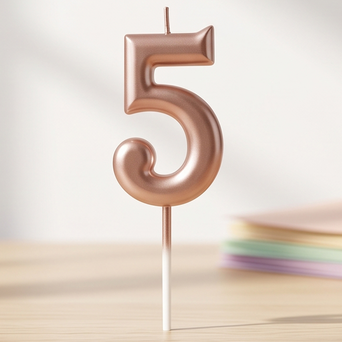 Party Time Candle Number 5 Rose Gold Color