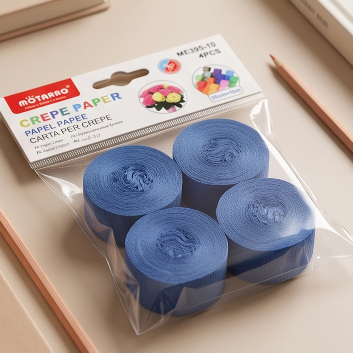 Motarro Blue Crepe Paper 35mm x 10m 4 Pieces