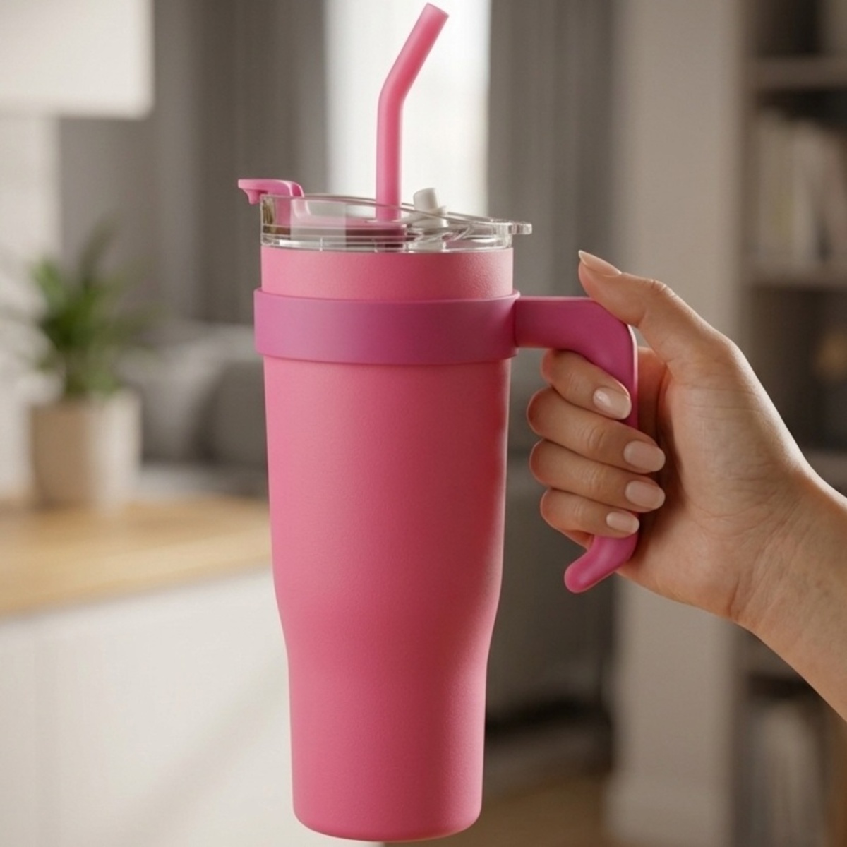 Travel Tumbler with Handle and Straw 1200ml