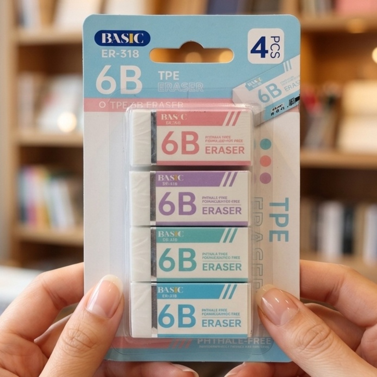 Basic 6B TPE Eraser 4 Pack