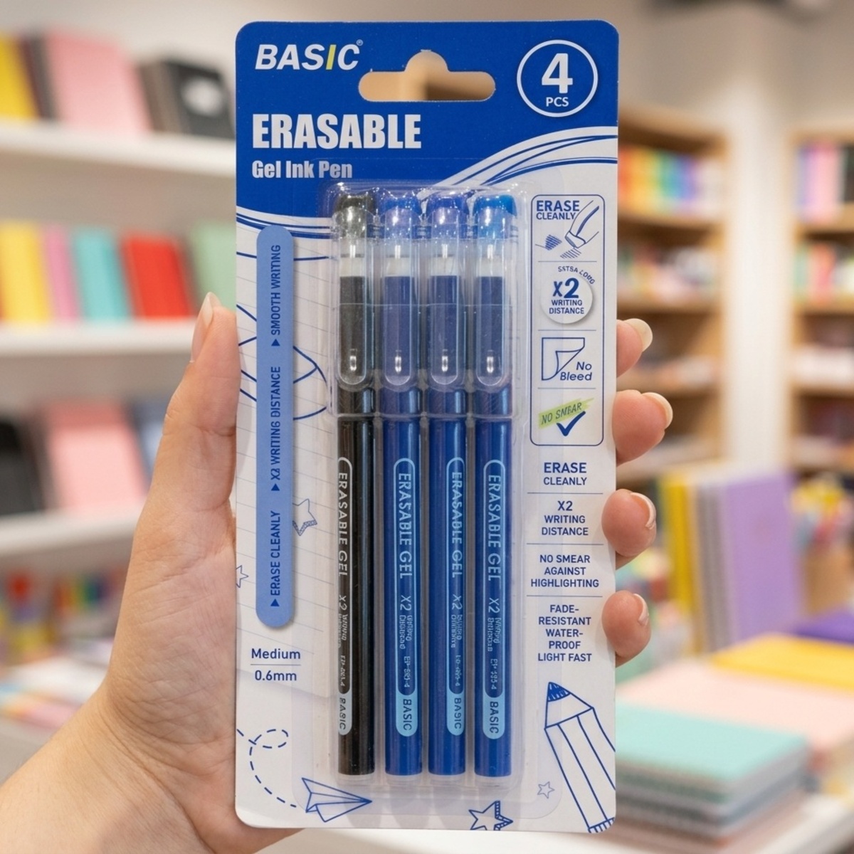 Basic Erasable Gel Ink Pen 4 Pieces