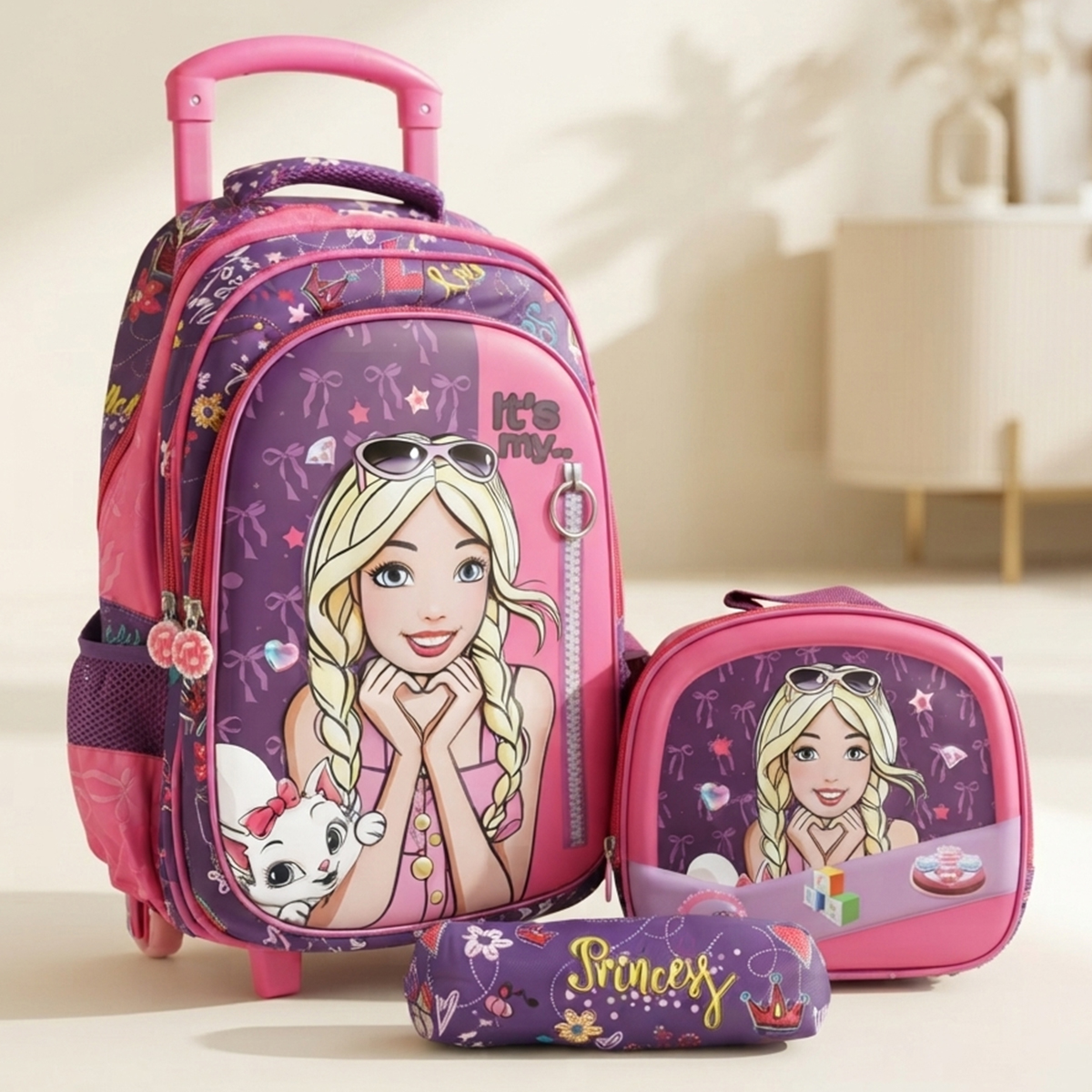 Barbie Trolley School Bag Set 17 Inches