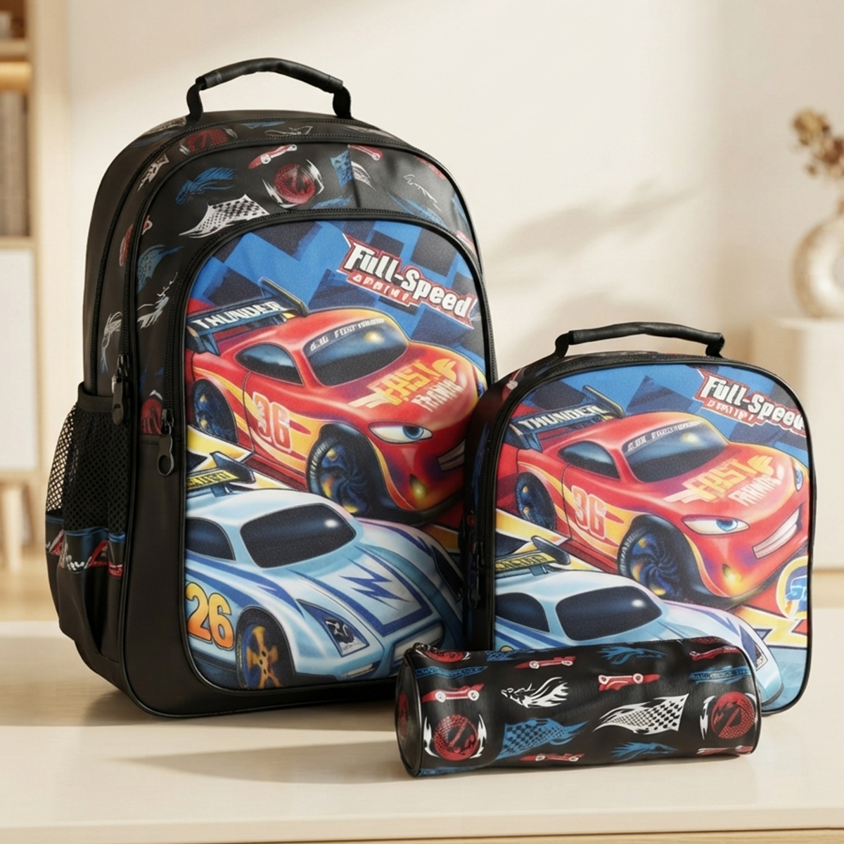 Full-Speed Cars Backpack Set 18 Inches