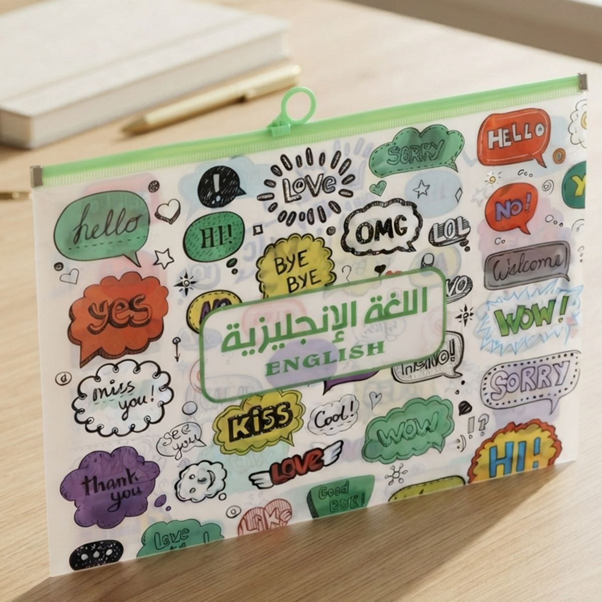 English Language Document Pouch With Zipper