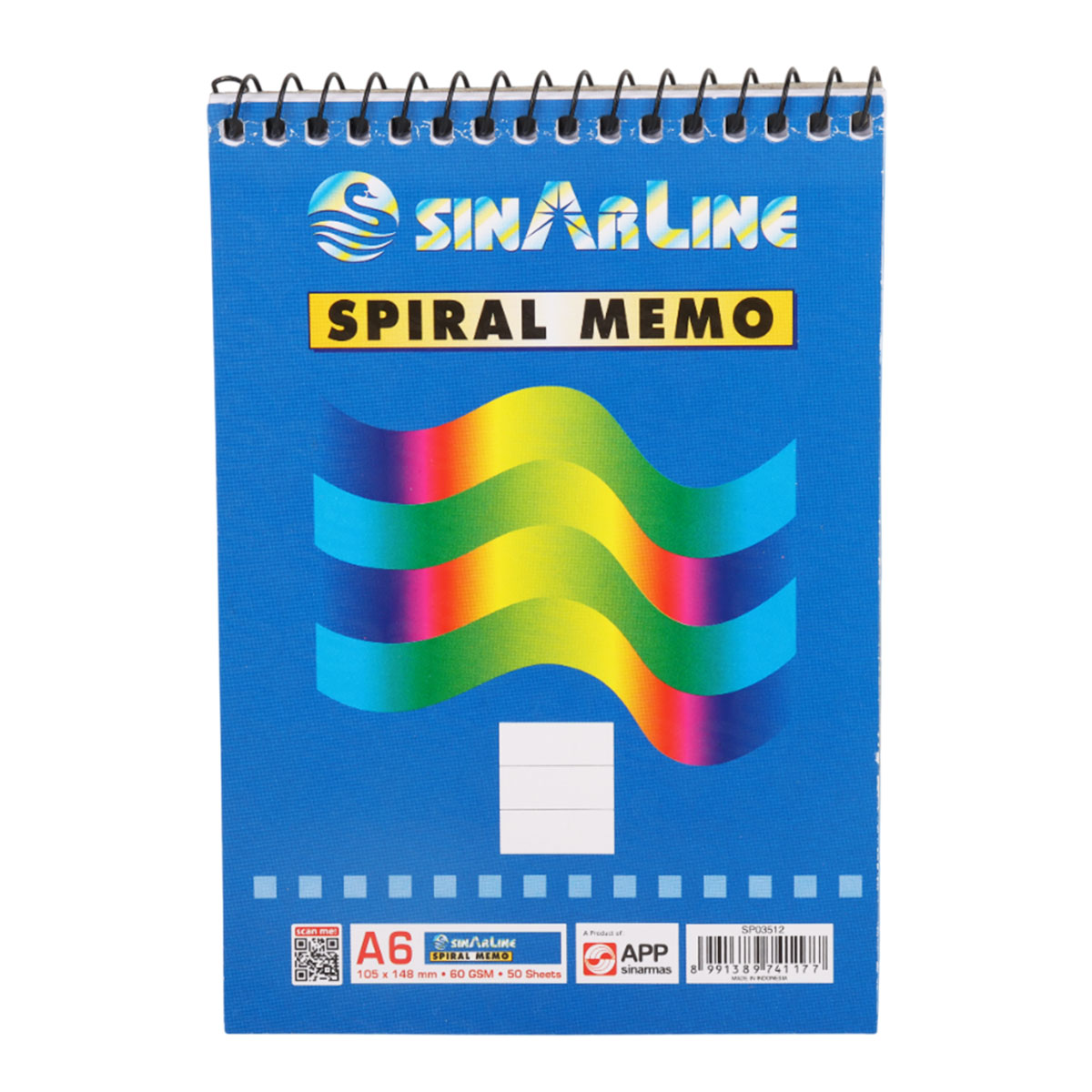 Sinarline Spiral Memo Notebook A6 50 Sheets 60 GSM 105x148mm
