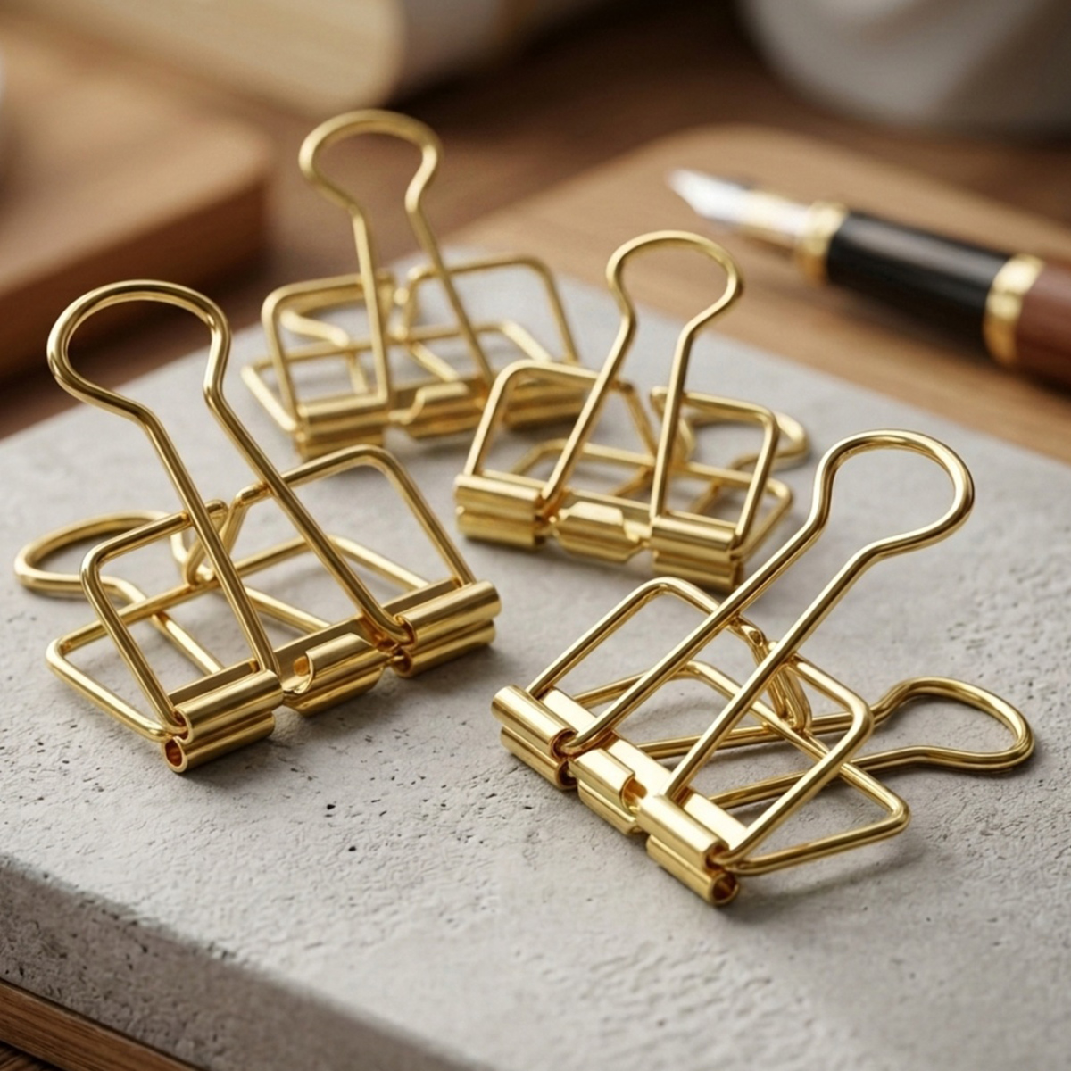 Motarro Golden Binder Clips 32mm 4 Pieces