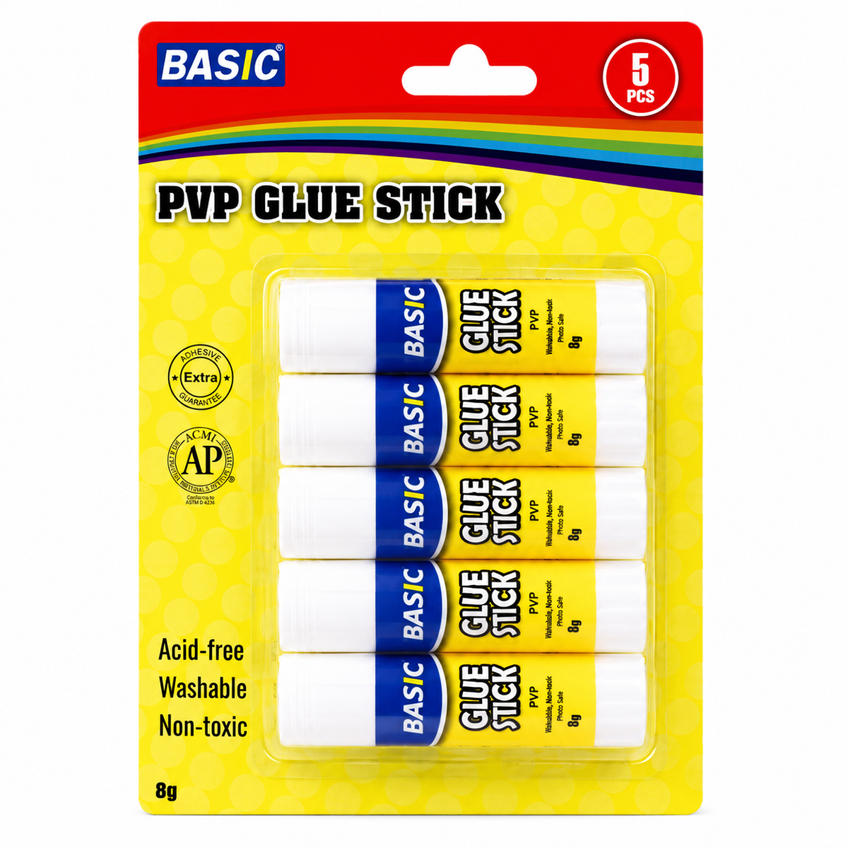 Basic PVP Glue Stick 5 x 8g Pack