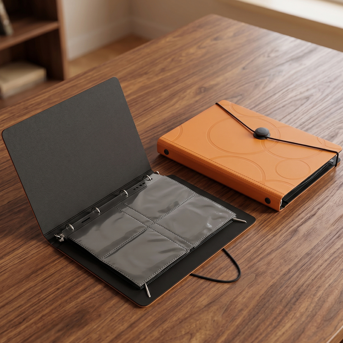 Orange Hard Cover Expanding File With Binder