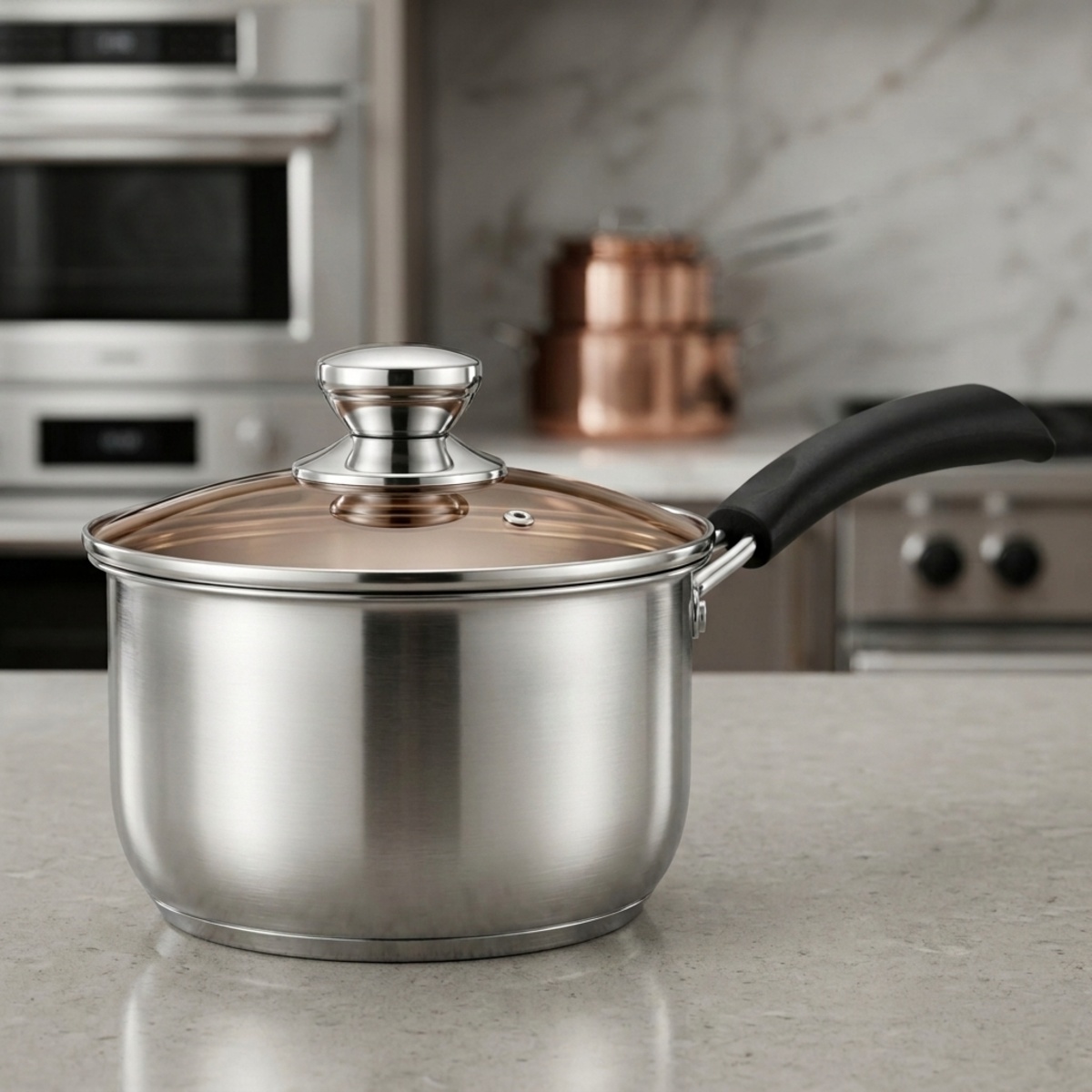 Stainless Steel Saucepan with Glass Lid