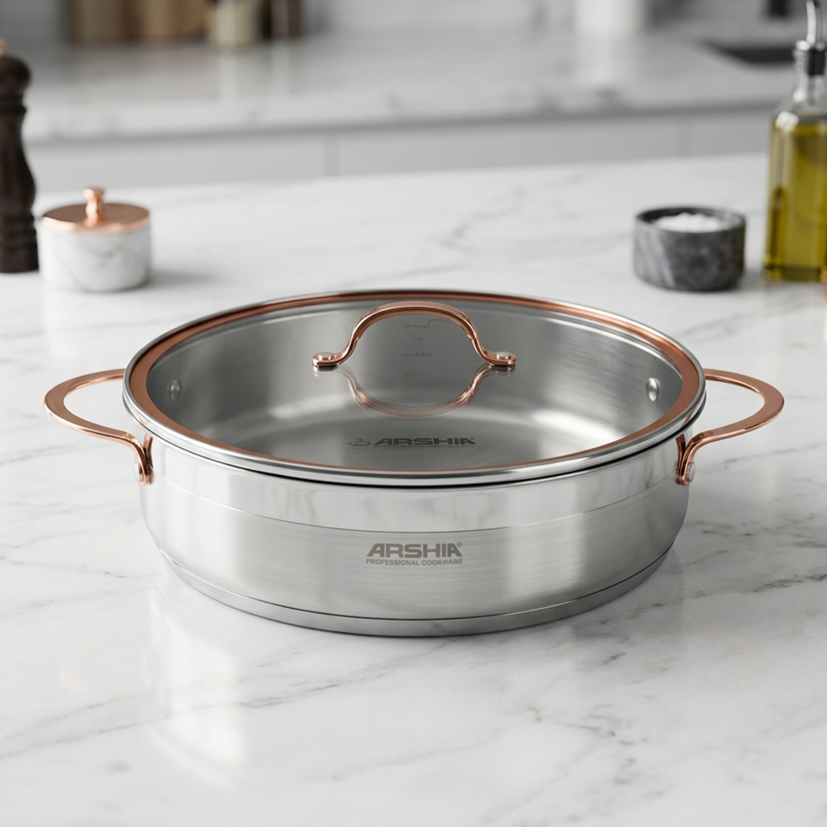 Arshia Stainless Steel Low Casserole 32cm