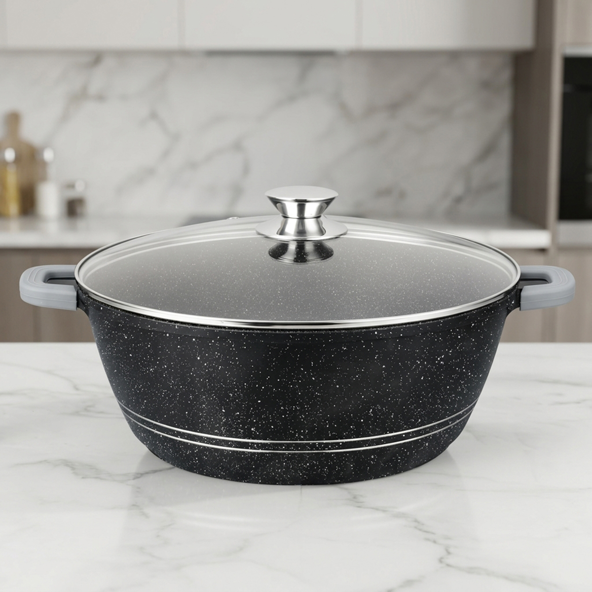 Aluminium Non Stick Casserole With Lid Grey 36cm