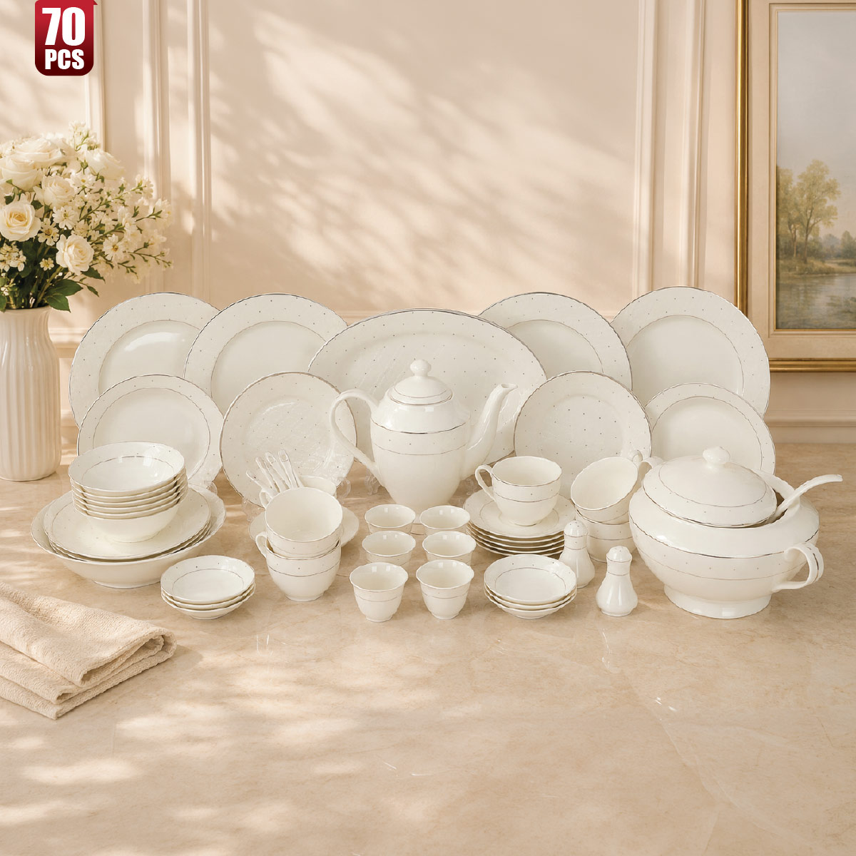 Elegant Porcelain Dinnerware Set 70 Pieces
