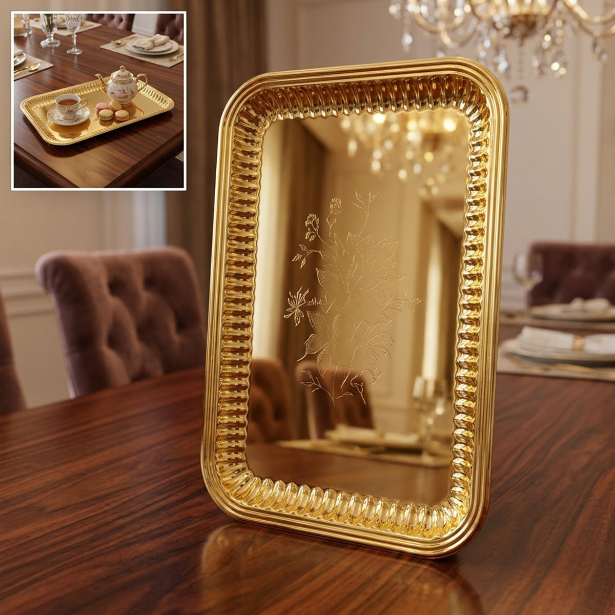 Single Stainless Steel Tray Golden