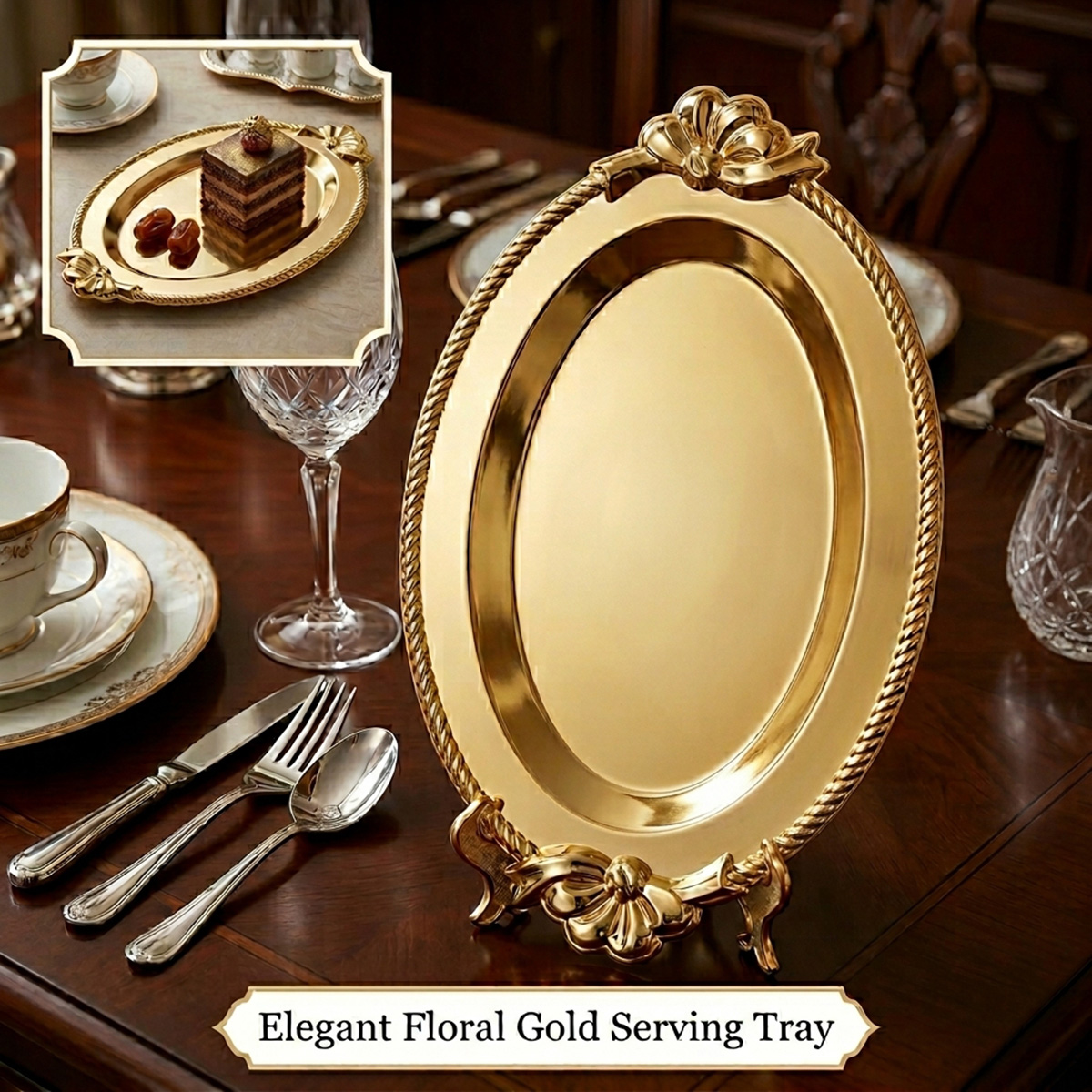Single Stainless Steel Tray Golden Small
