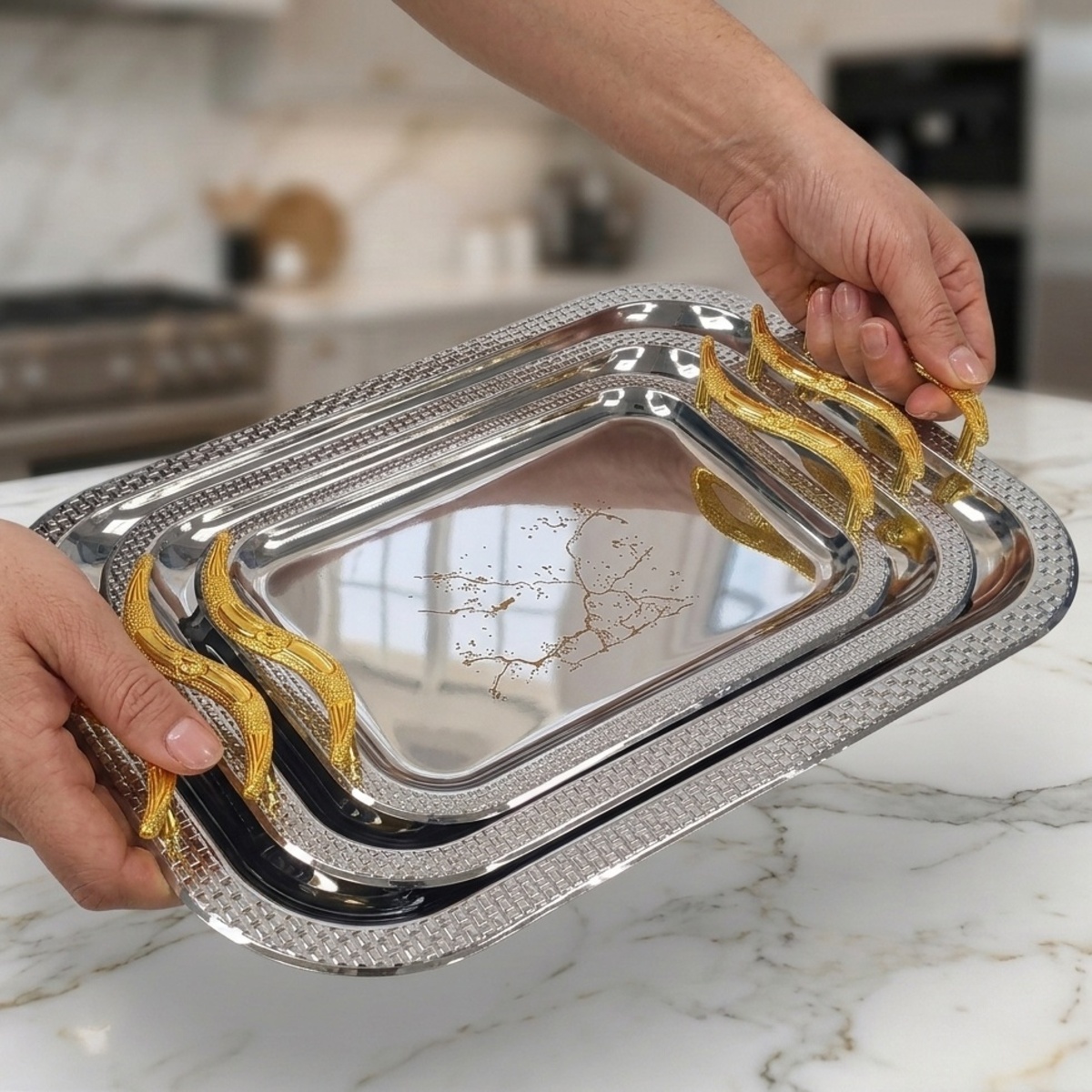 Stainless Steel Tray 3 Pieces Set
