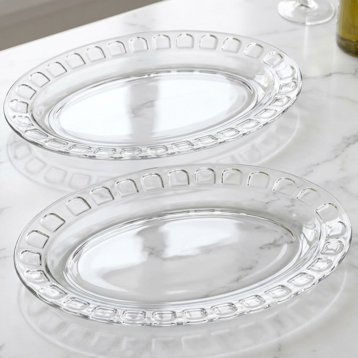 Glass Oval Serving Platters Set