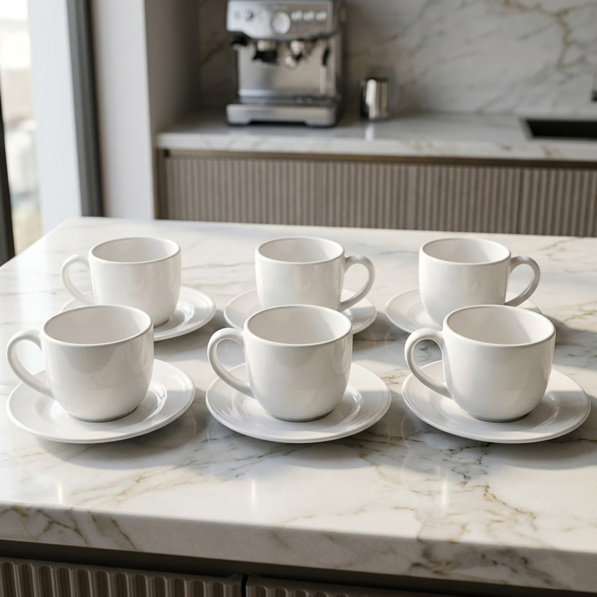 Porcelain Coffee Cup and Saucer Set White