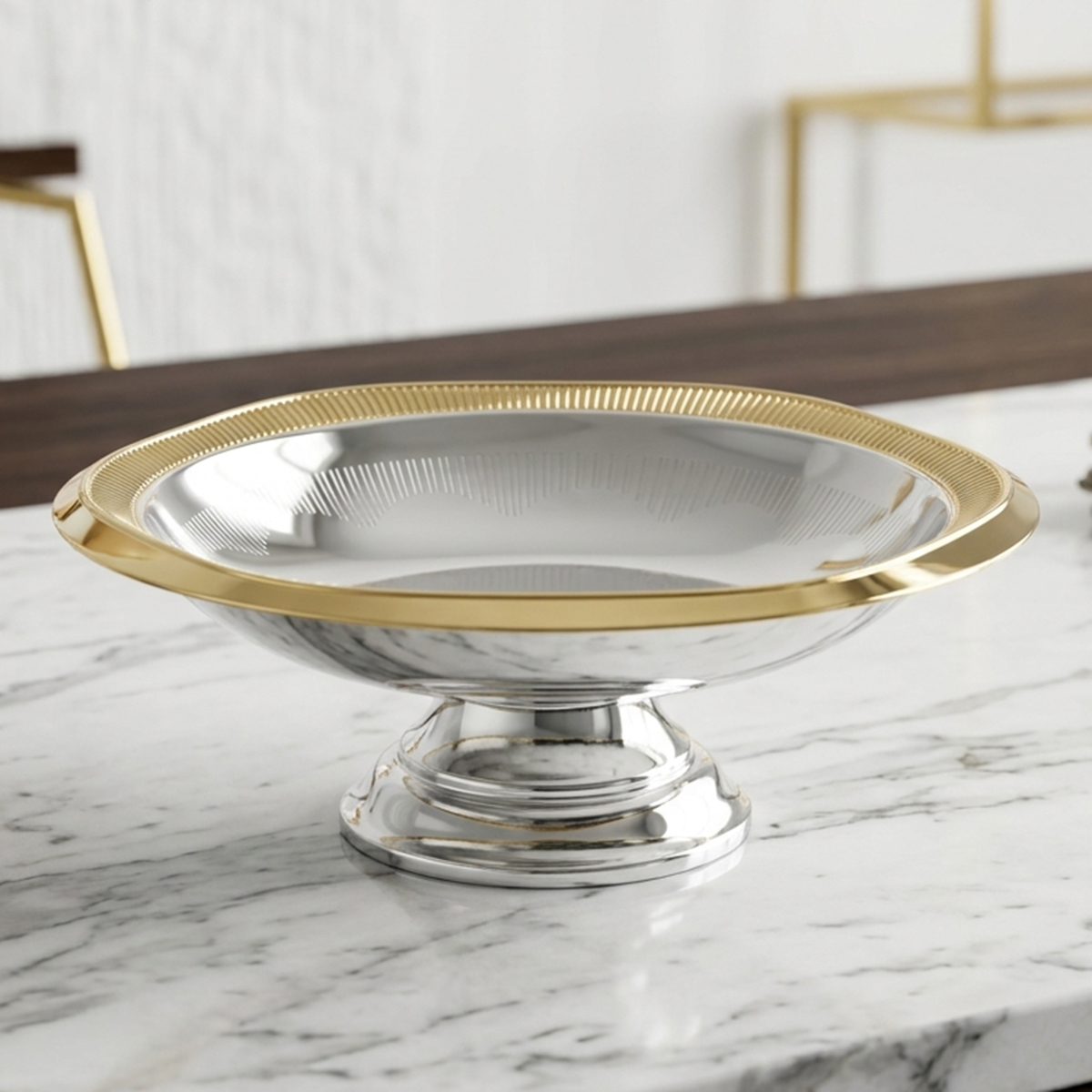 Stainless Steel Single Pedestal Fruit Bowl
