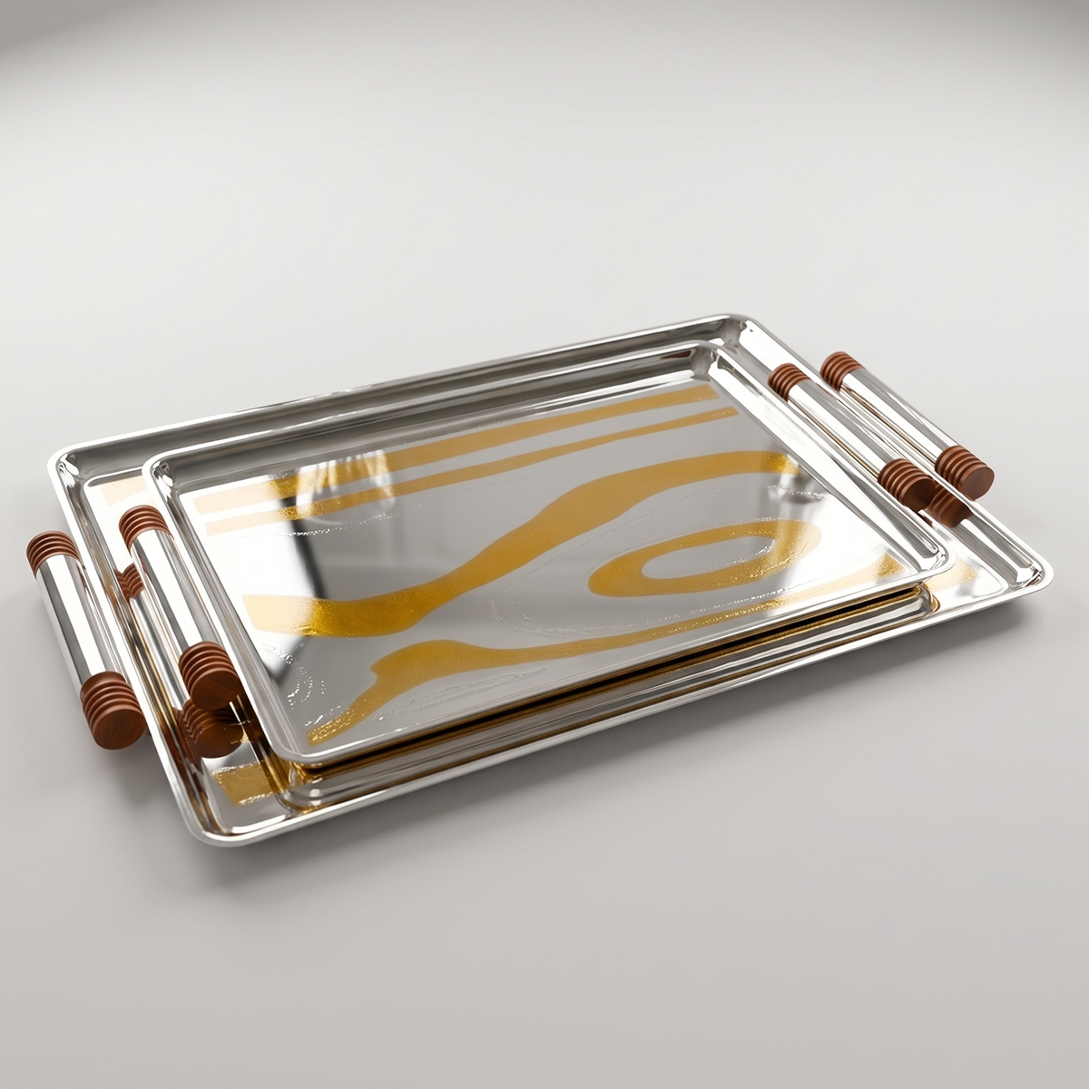 Stainless Steel Serving Tray 2 Pieces Set