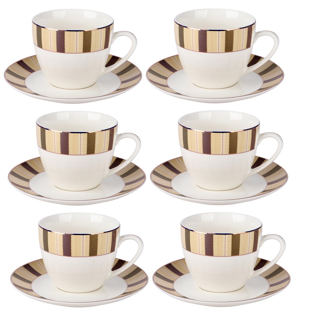 Ceramic Cup & Saucer 12 Pieces Set