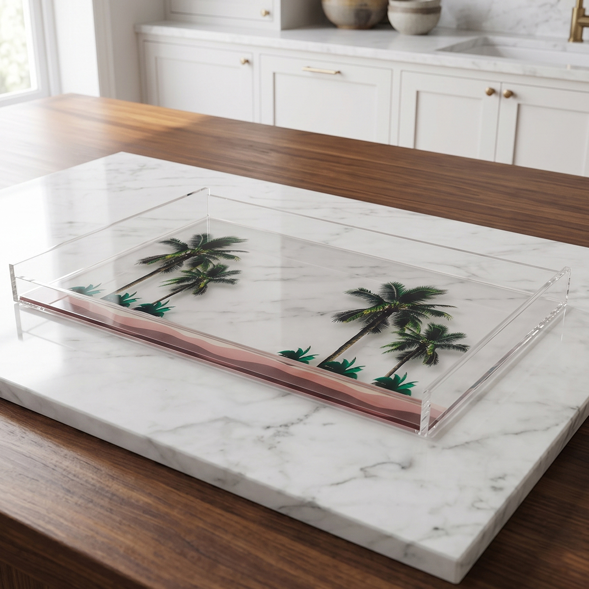 Ocean Beach Printed Transparent Acrylic Tray