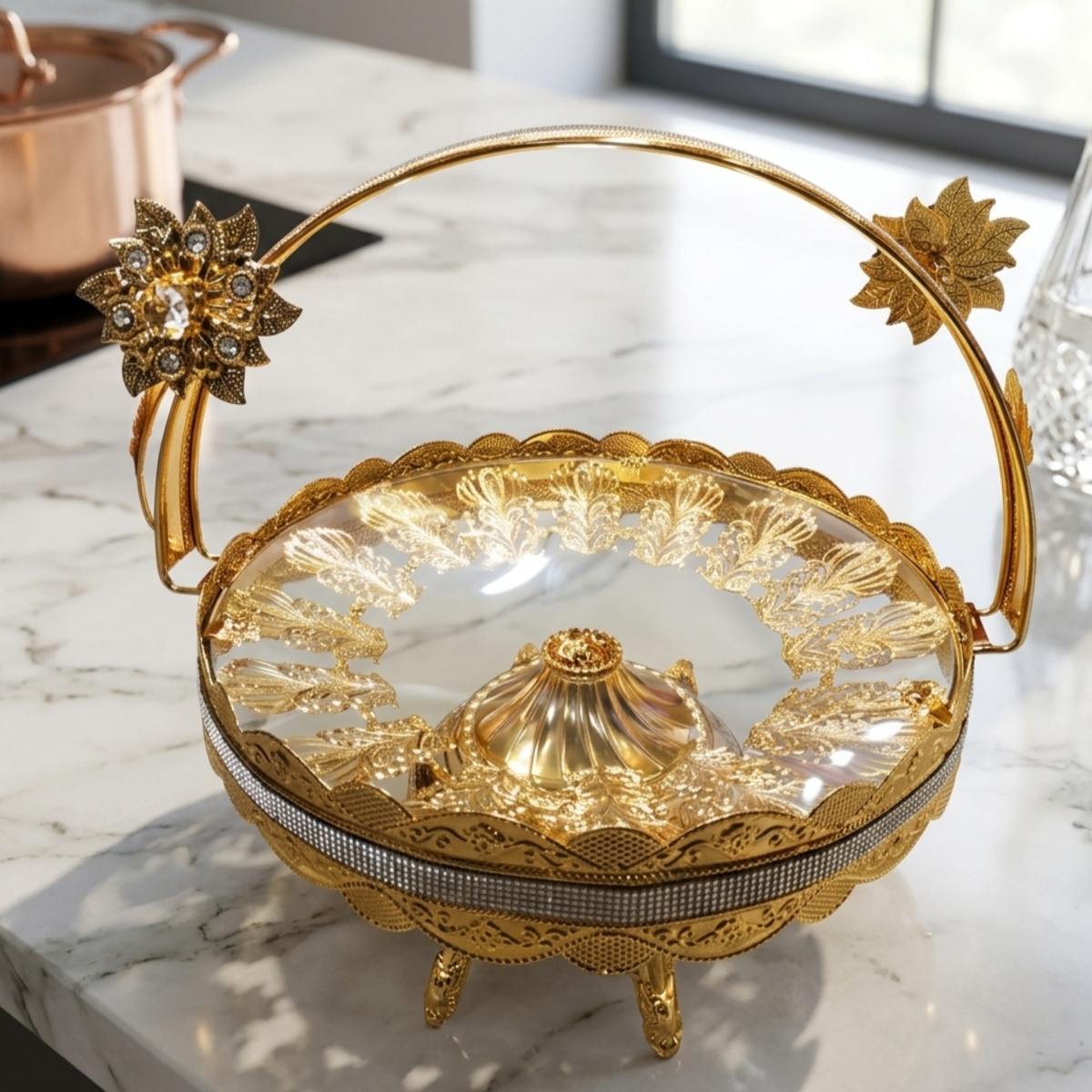 Golden Plated Decorative Serving Tray
