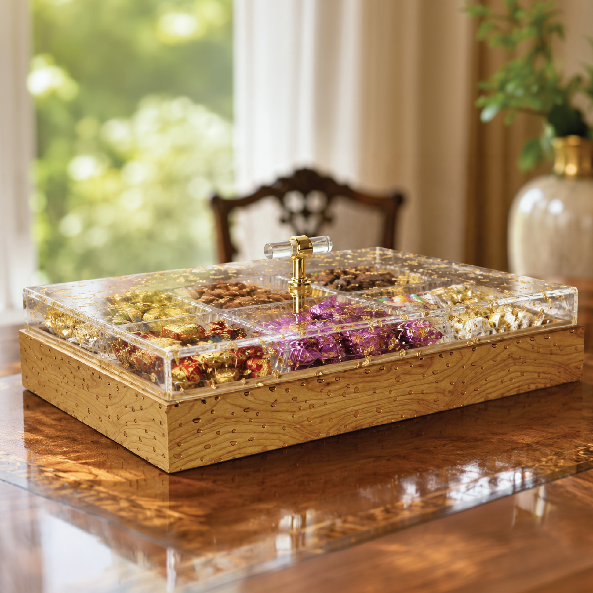 Acrylic Candy Bowl With 6 Compartments