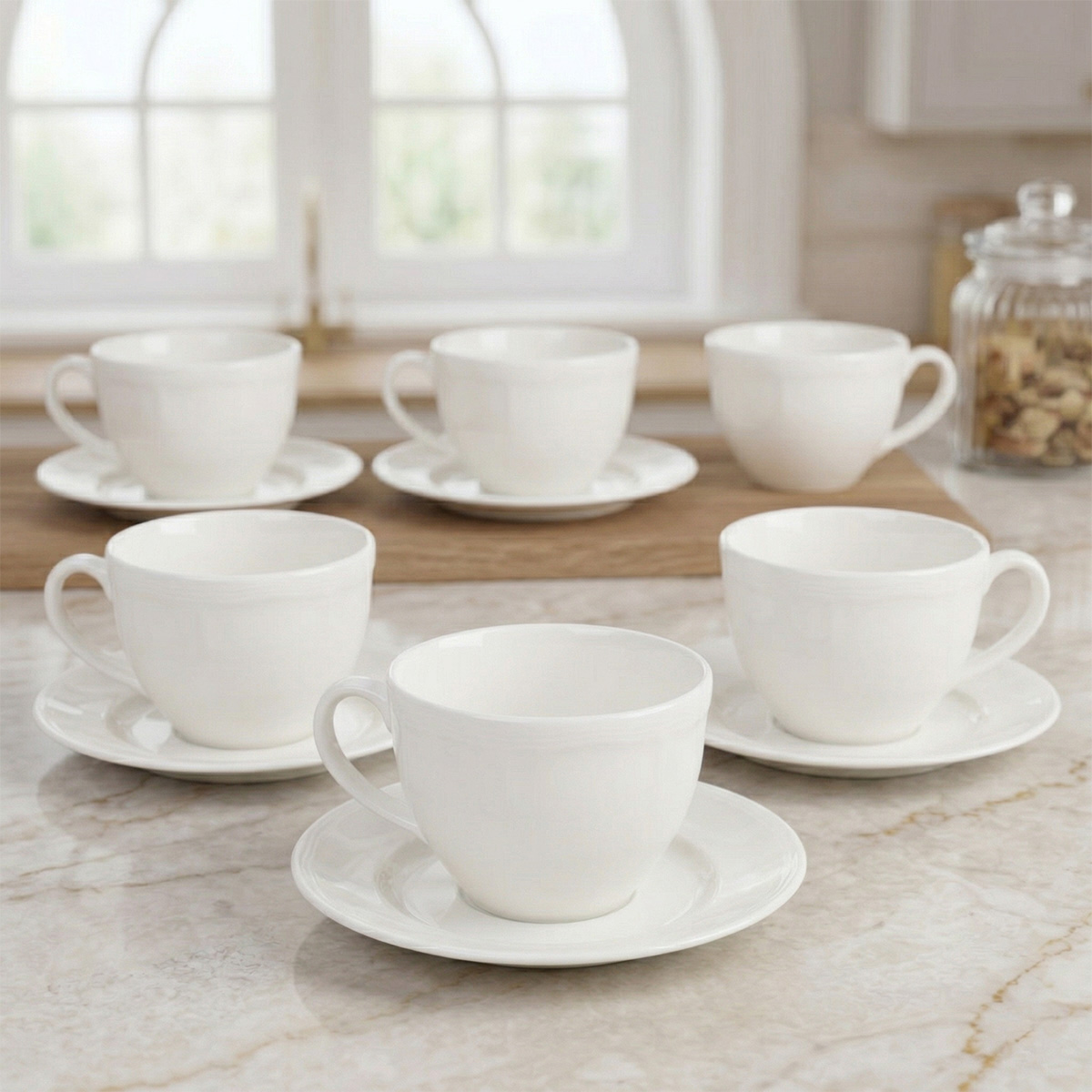 Cup & Sacucer White 6 Pieces