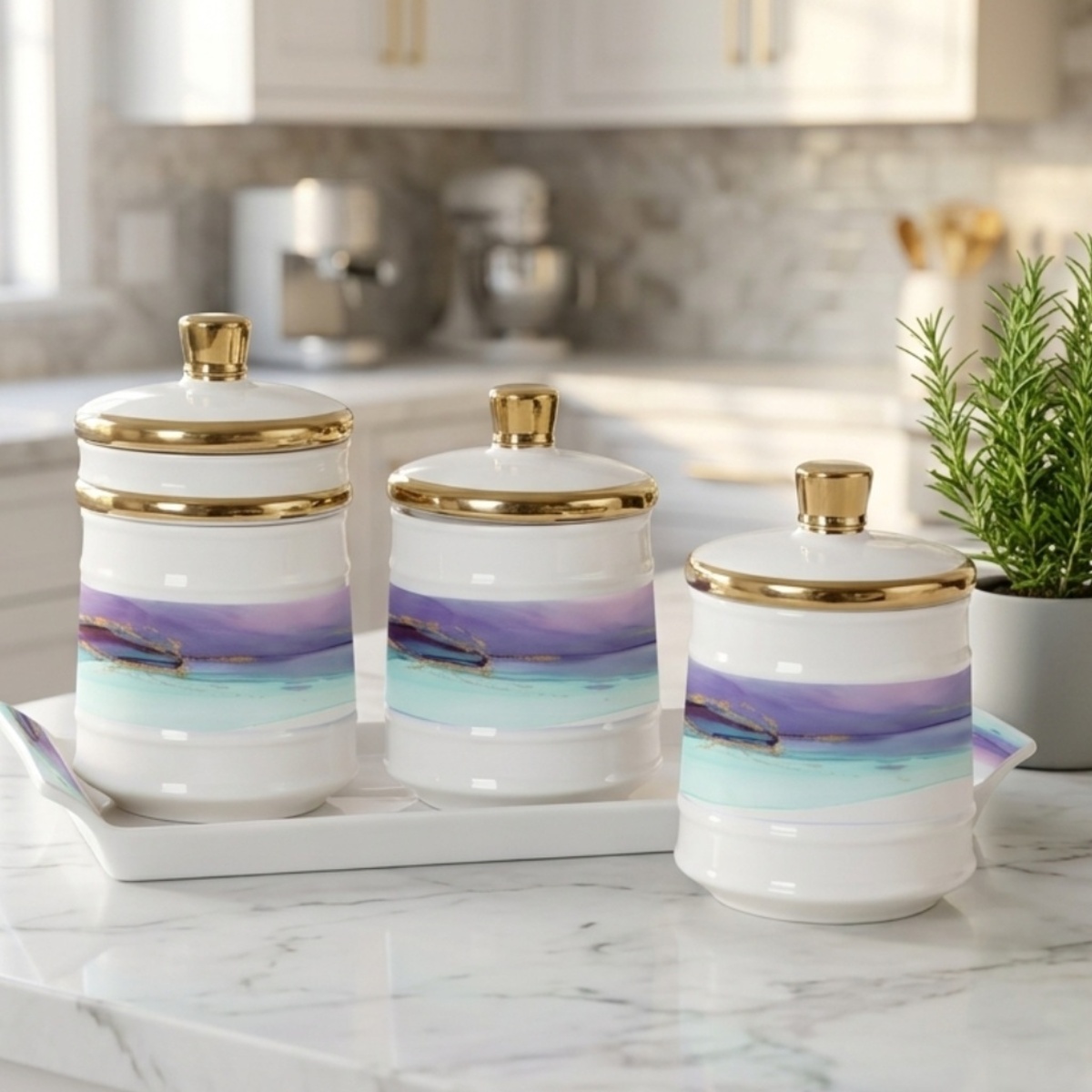 Porcelain Spice Canisters Set