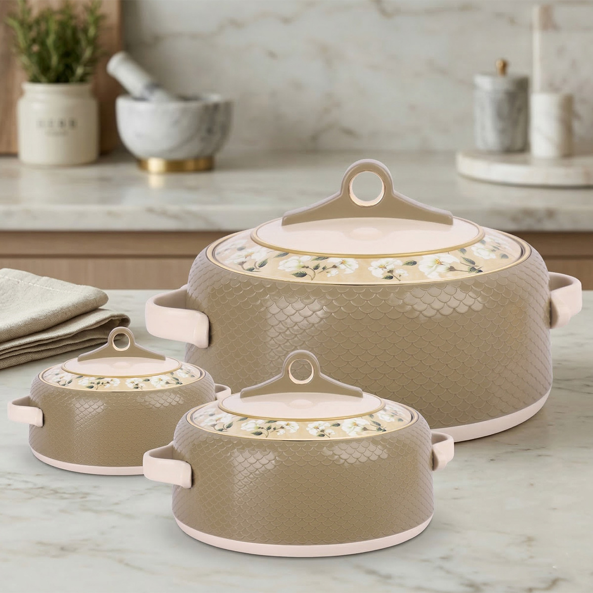 Insulated Casserole Set 3 Piece Beige