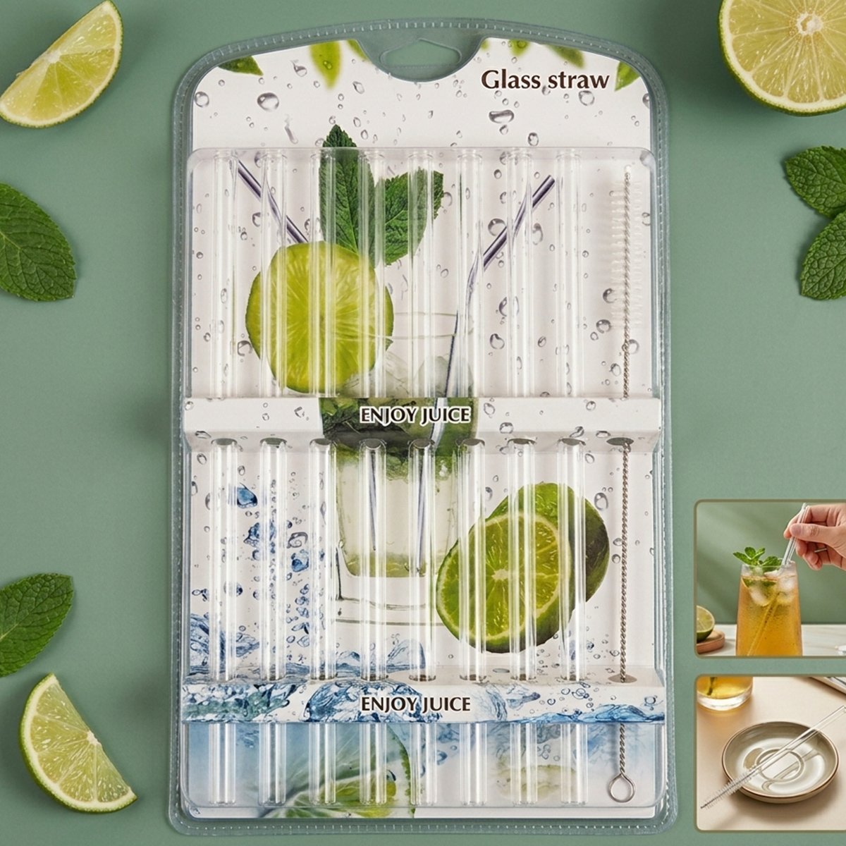 Glass Straw 8 Pieces