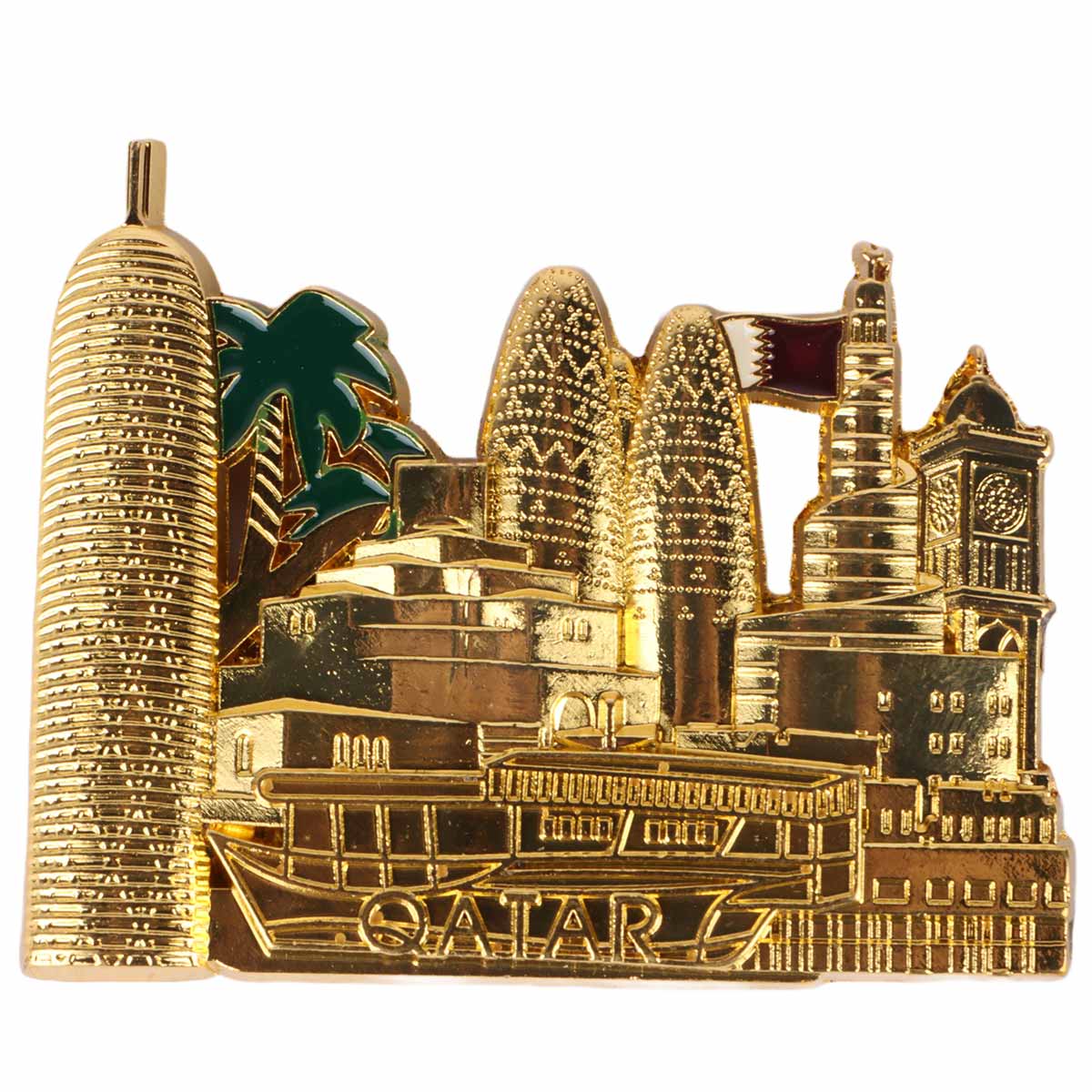 Magnet Metal With Scenery Gold