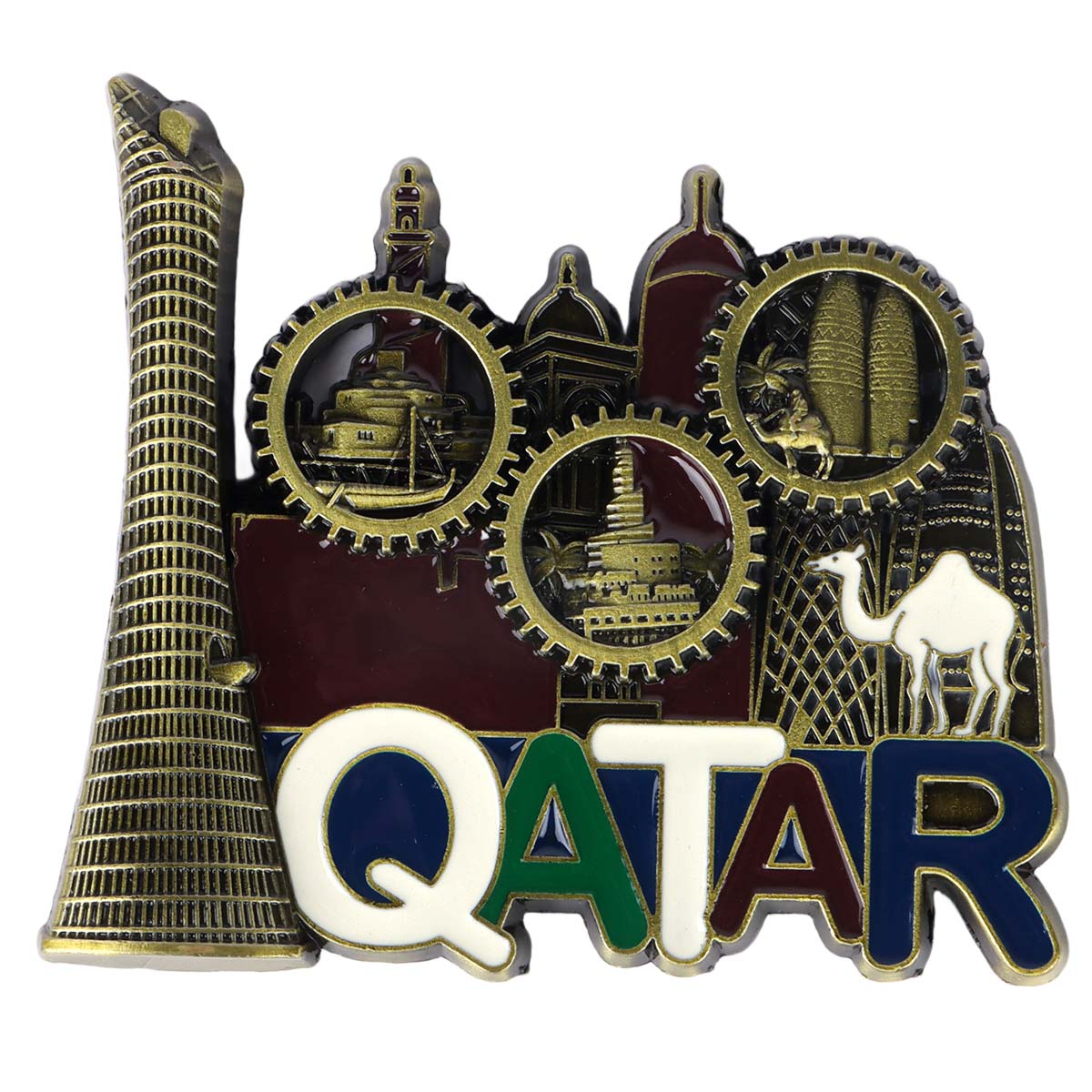 Magnet Metal With Scenery Gold