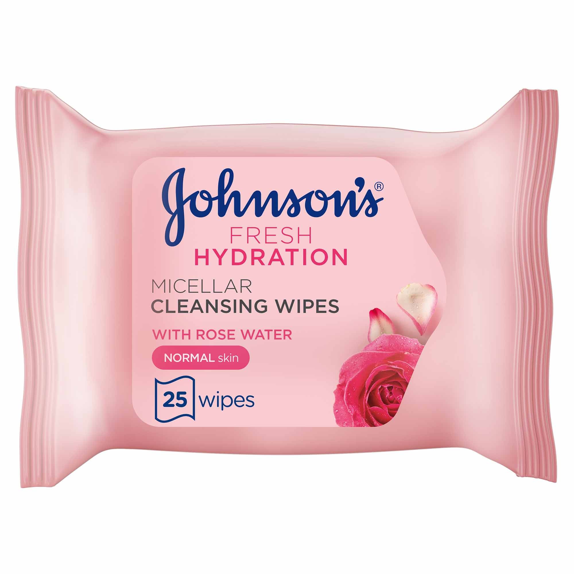 Johnson's Fresh Hydration Micellar Cleansing Wipes with Rose Water 25 Wipes