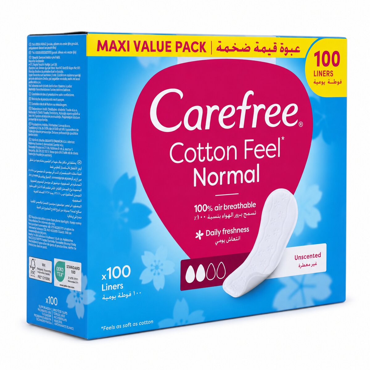 Carefree Cotton Feel Normal Panty Liners Unsecnted 100 Pieces