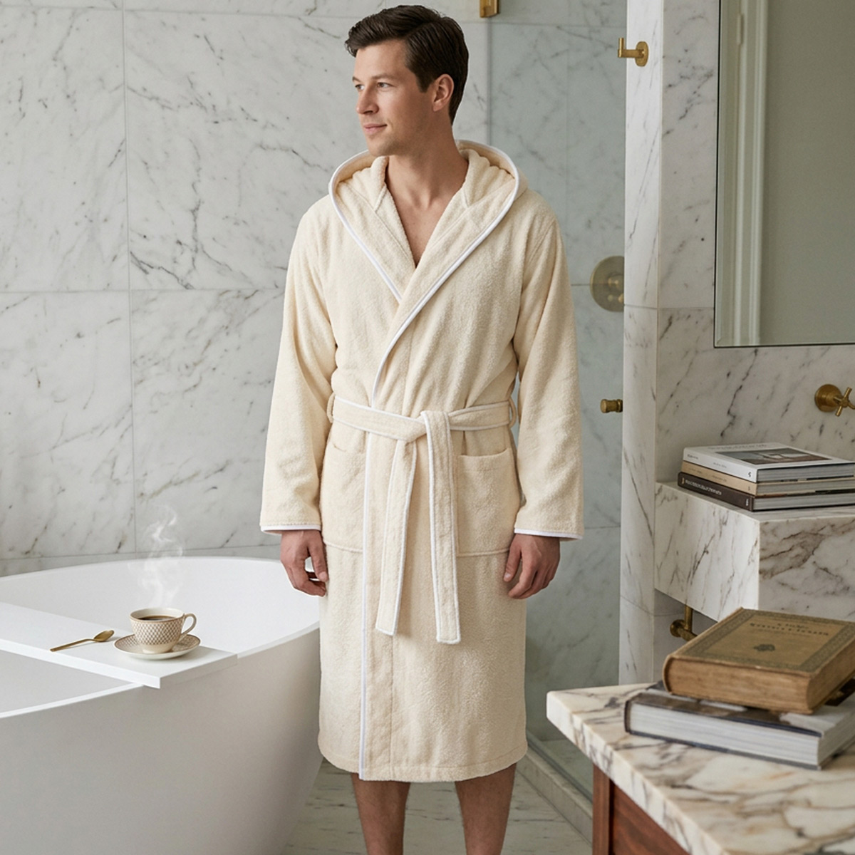 Gents Bathrobe Cream