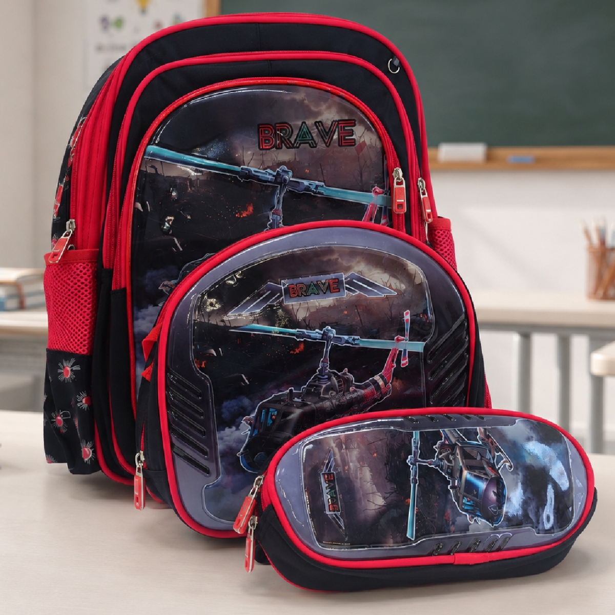 President Brave School Bag Set 16 Inches 3 Pieces