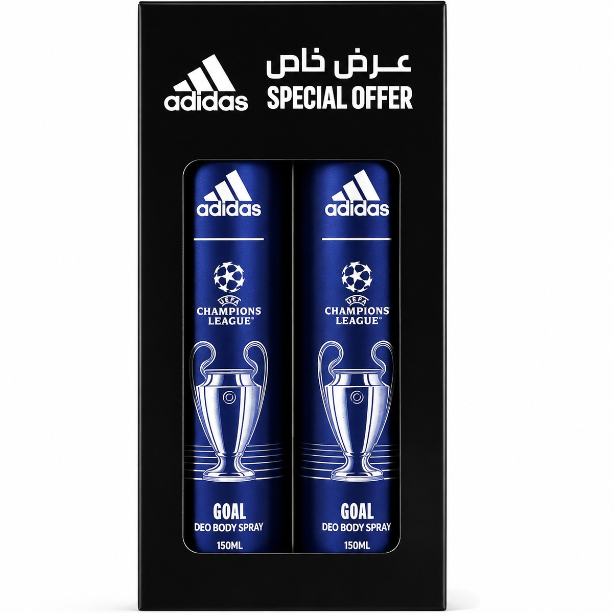 Adidas UEFA Champions League Goal Deo Body Spray for Men 2x150ml