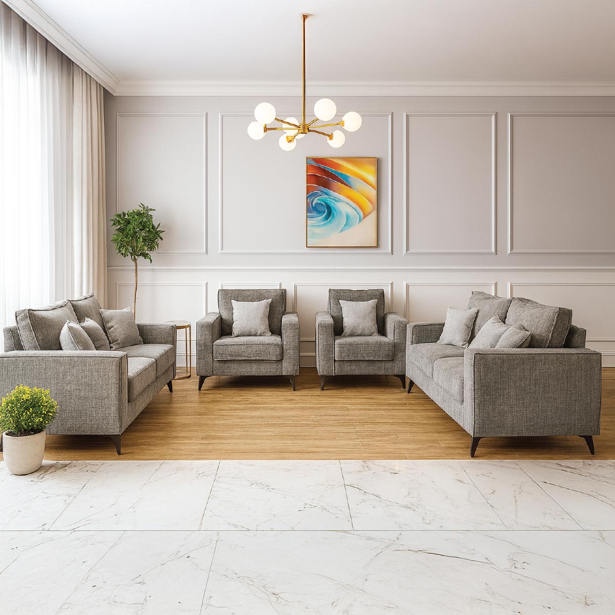 Modern Sofa Set (2x3 Seaters, 2x1 Seater)