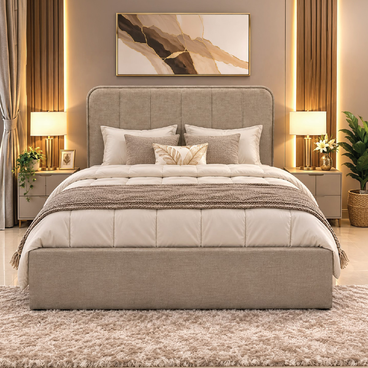 Fabric Queen Bed 150x200cm