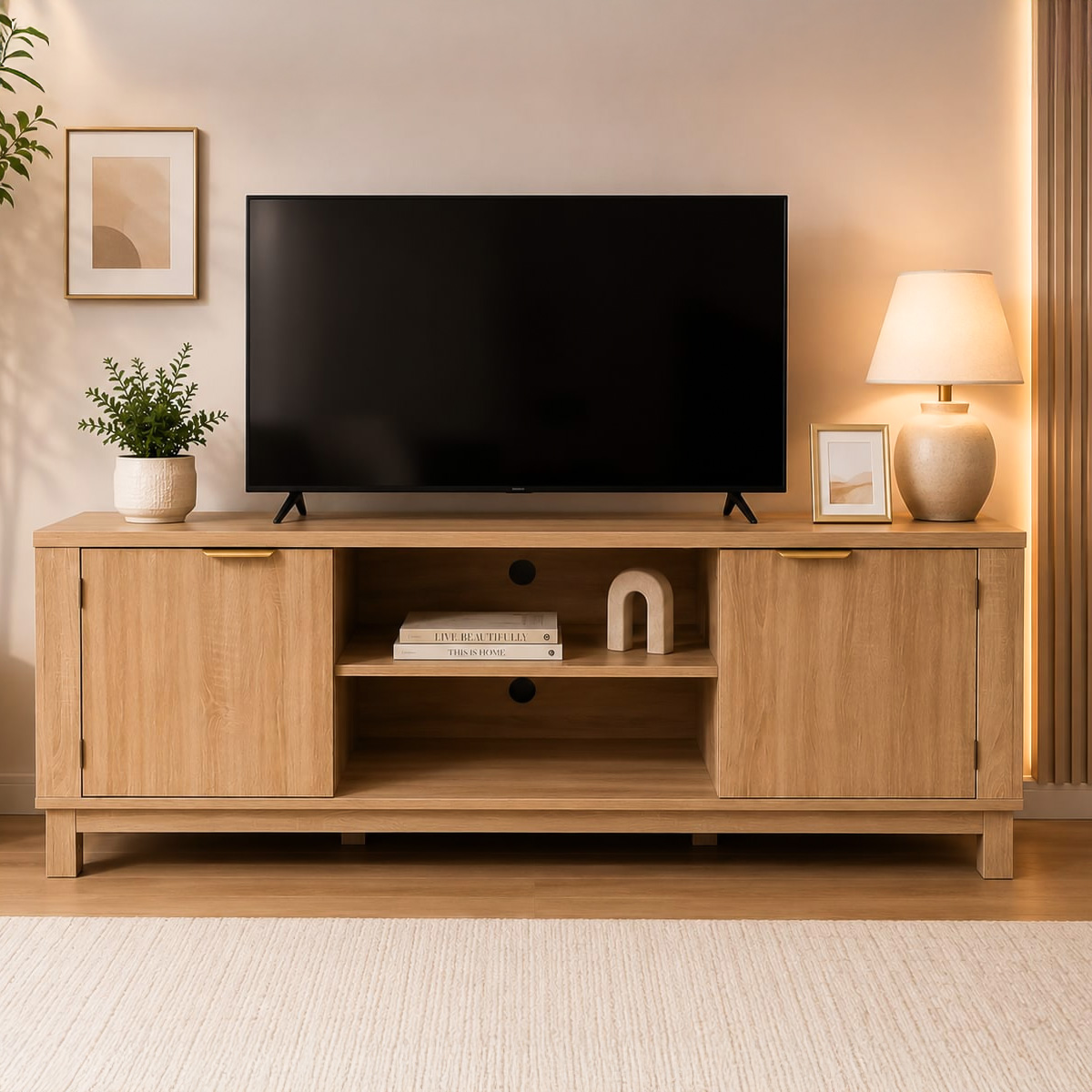 Wooden TV Stand With Storage