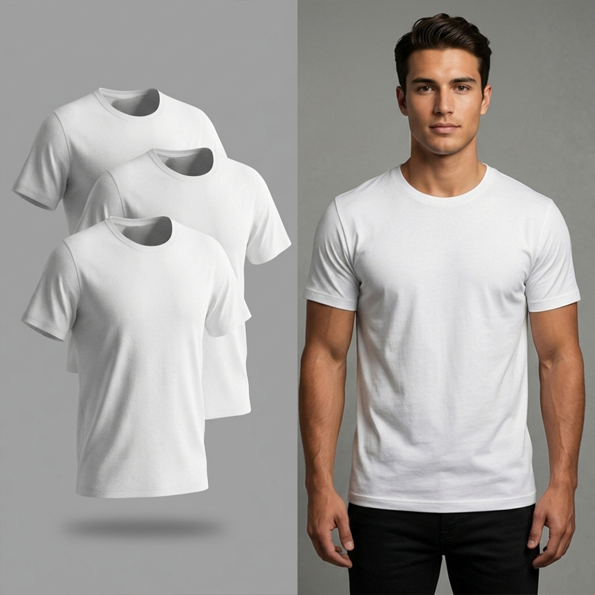Men's T-Shirt White 3 Pieces Set XL