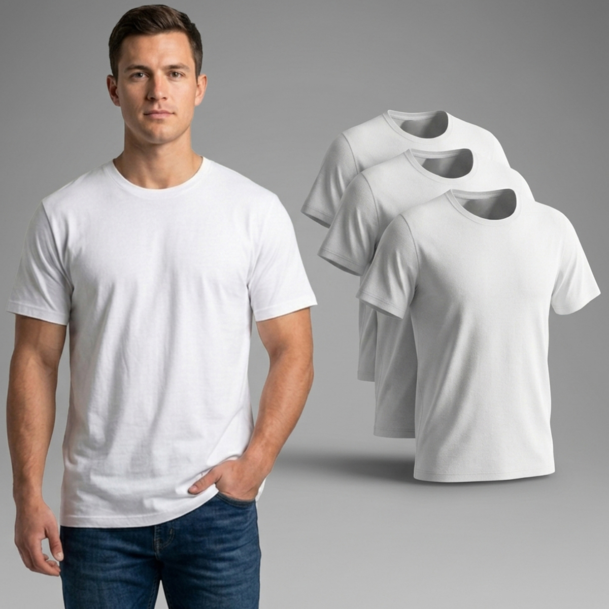 Men's White T-Shirt Pack 3 Pieces Set XXL