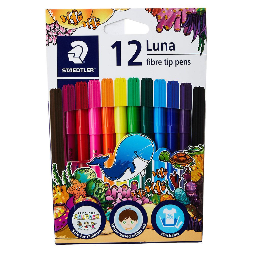 Staedtler Luna Fibre Tip Pens 12 Color Set