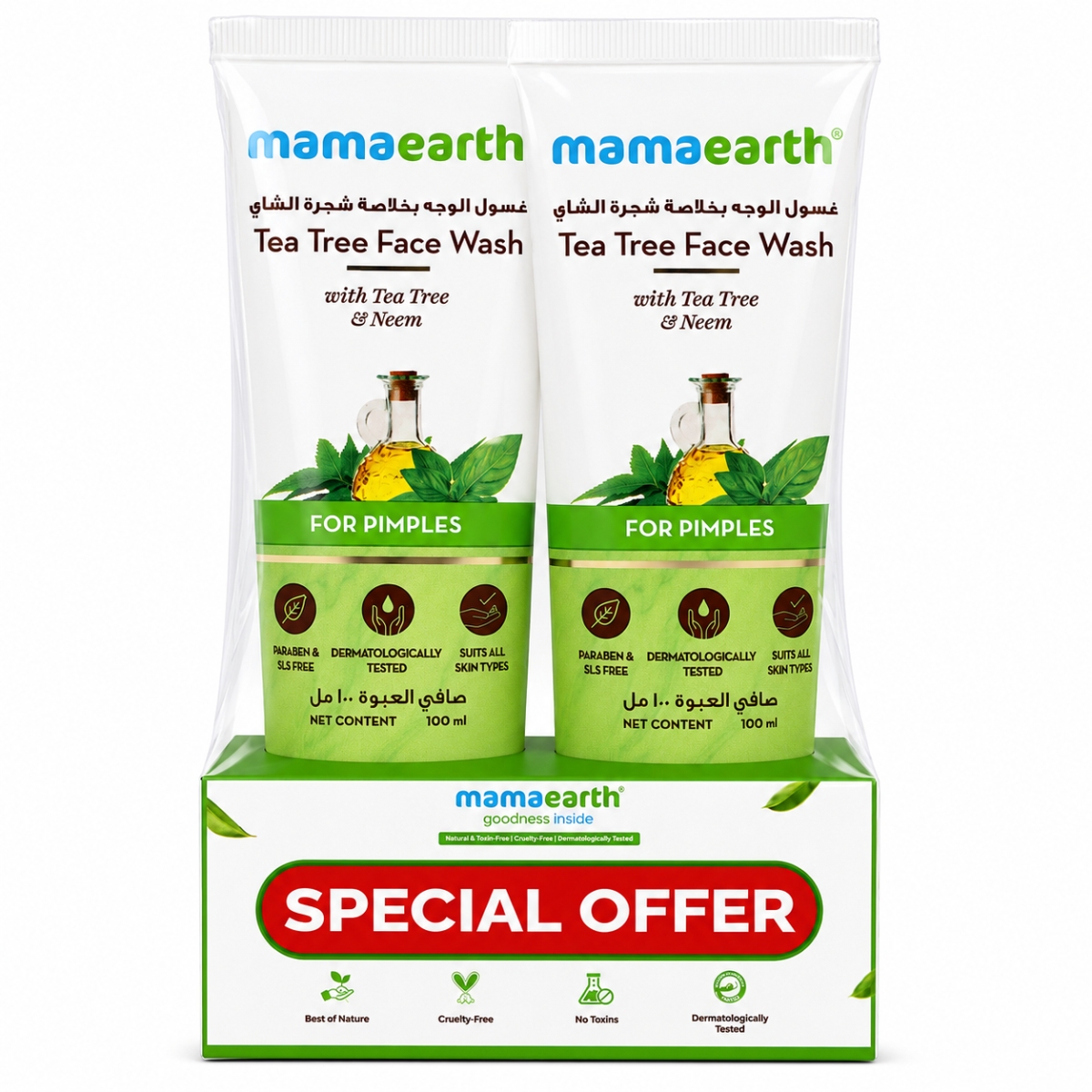 Mamaearth Tea Tree Face Wash for Pimples 2 x 100ml